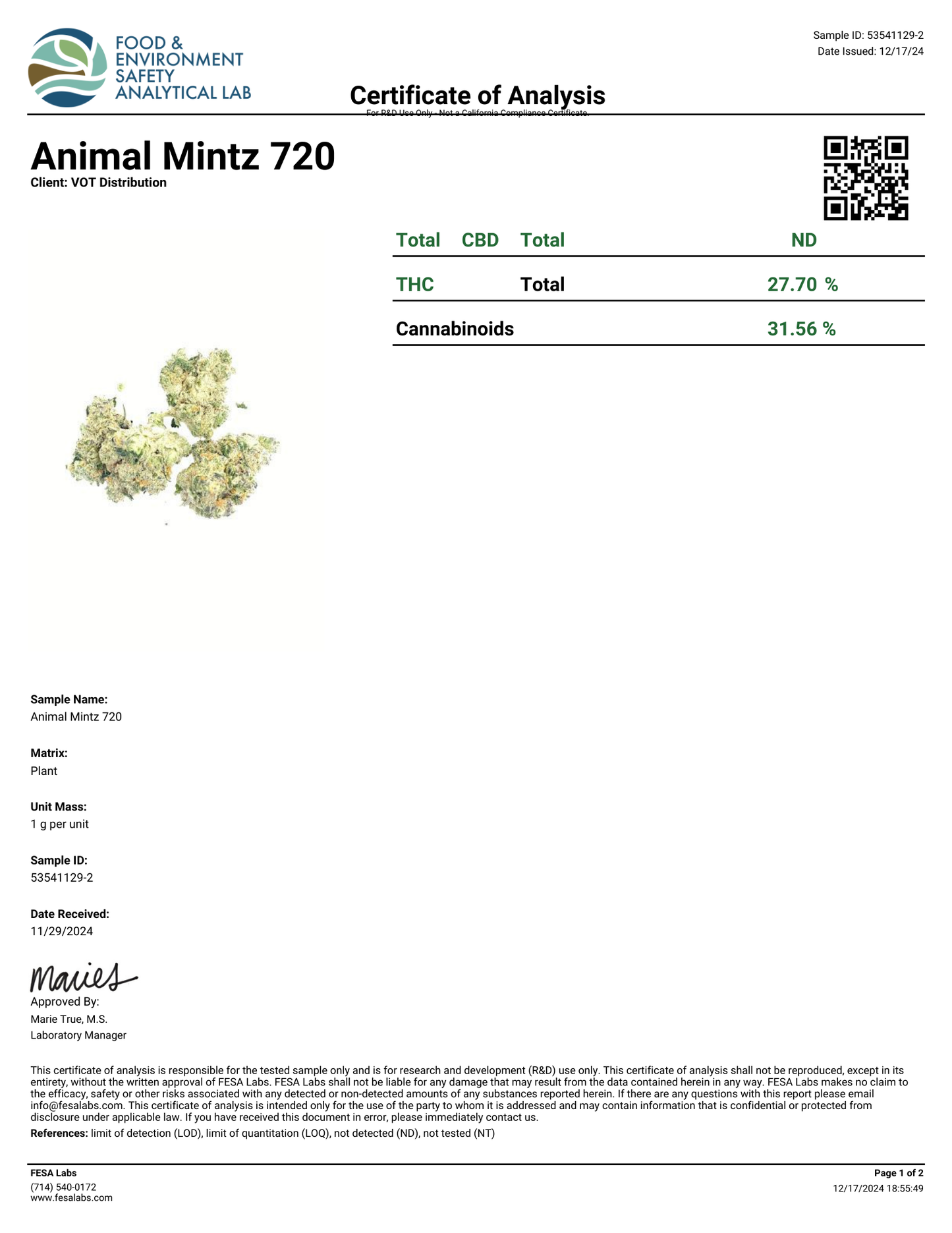 Animal Mints (H)  - THCa Flower (56 - 1 gram jars)