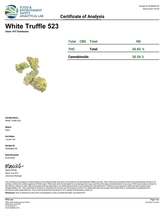 White Truffle (H)  - THCa Flower (56 - 1 gram jars)
