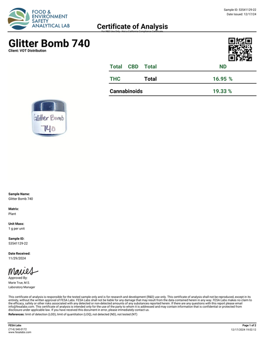 Glitter Bomb (I)  - THCa Flower (56 - 1 gram jars)