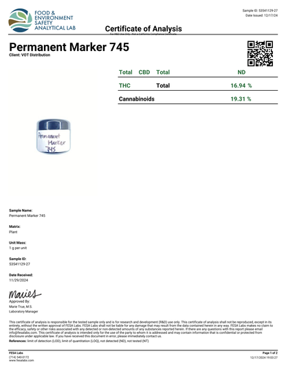 Permanent Marker (I)  - THCa Flower (56 - 1 gram jars)